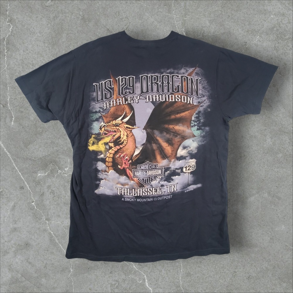 Harley-Davidson T-Shirt Mens XL Black US 129 Dragon Tallassee TN Graphic 2010